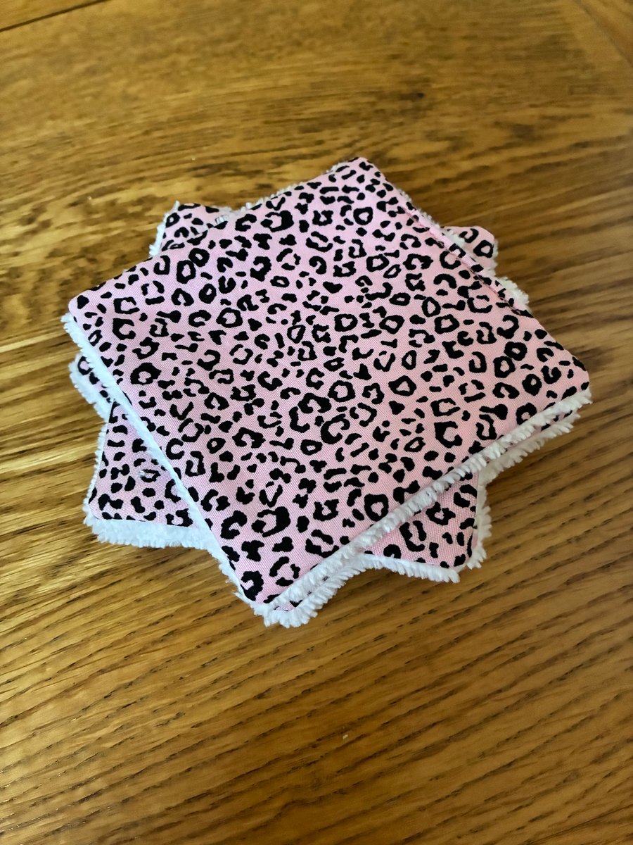 Pink And Black Leopard Print Reusable Makeup Remover Wipes 