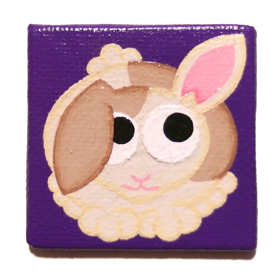 Rabbit Fridge Magnet - original magnetic art of cute white and brown bunny