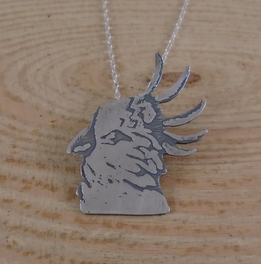 Sterling Silver Etched Cockatoo Necklace