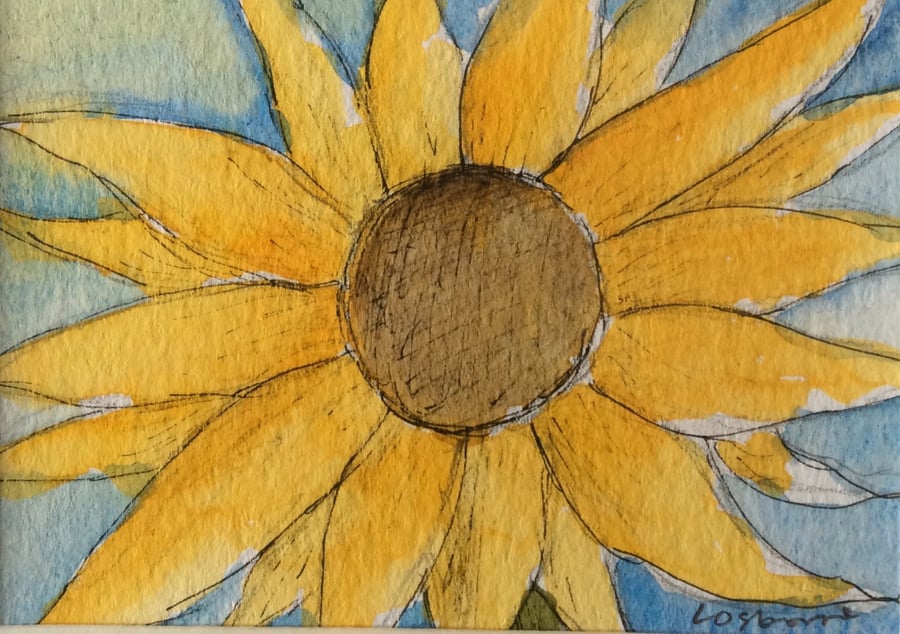 Sunflower - miniature flower painting.