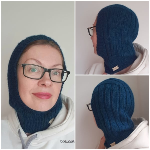 Knitted alpaca hood, Knit bonnet, Ski mask, Wool winter balaclava 