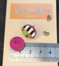 Stud earrings featuring monochrome strips and hot pink marble effect - Image 3
