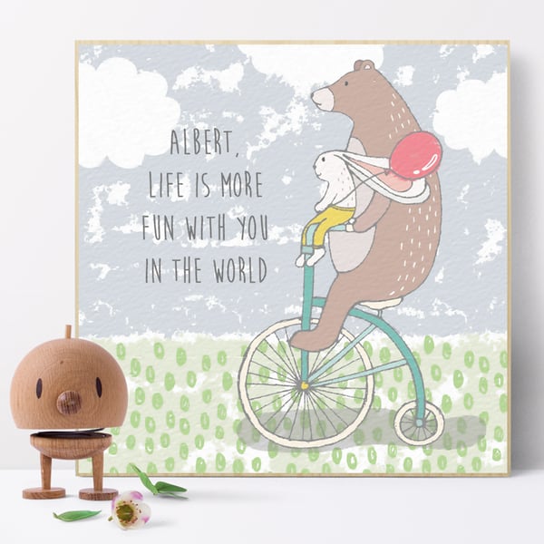 Life Is More Fun With You, Personalised Wooden Picture Block