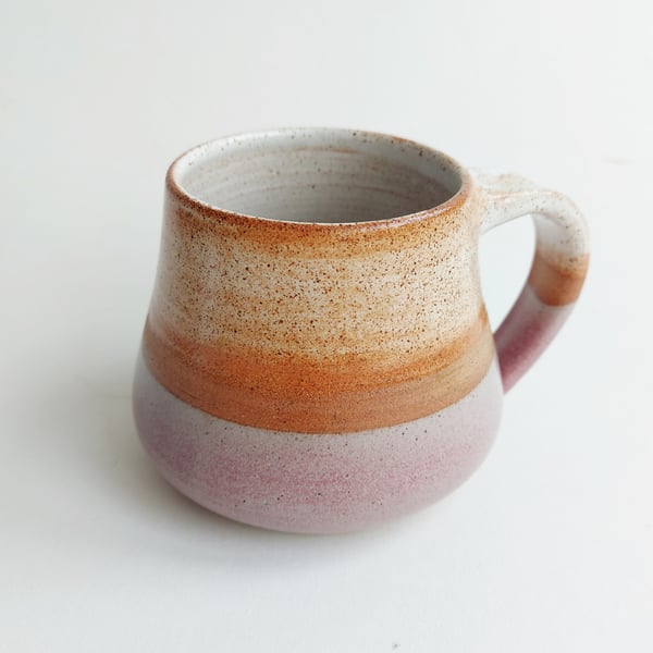 Large mug handmade stoneware pottery Hathersage Heather pink and white glaze