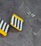 Modern mustard and stripe square studs - Image 2