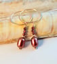 Pearl & Garnet Rose Vermeil Hoop Earrings, Birthday, Anniversary, Gifts For Her - Image 5