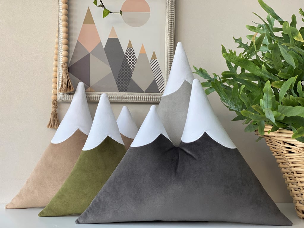Large Mountain Cushion Plush Velvet Nursery Decor Natural Beige 3 More Colours 