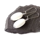 White Drop Earrings, Stainless Steel Ear Wires - 288