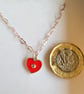 Real Diamond Red Enamel Heart Sterling Silver Necklace 18 Inch - Image 6