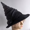 Secret Witch Collapsible Hat - Shades of grey felted wool