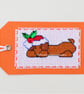 Dogs in Santa hats Christmas Tags Labels - Set of 4 - Image 3