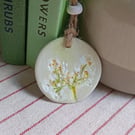 Meadowsweet clay imprinted and hand painted gift tag 