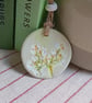 Meadowsweet clay imprinted and hand painted gift tag 
