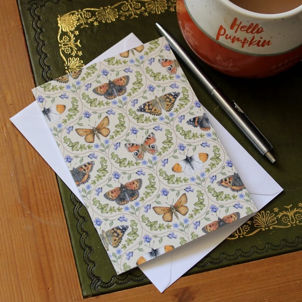 Single Ogee Butterfly Greetings Card - A6 Size