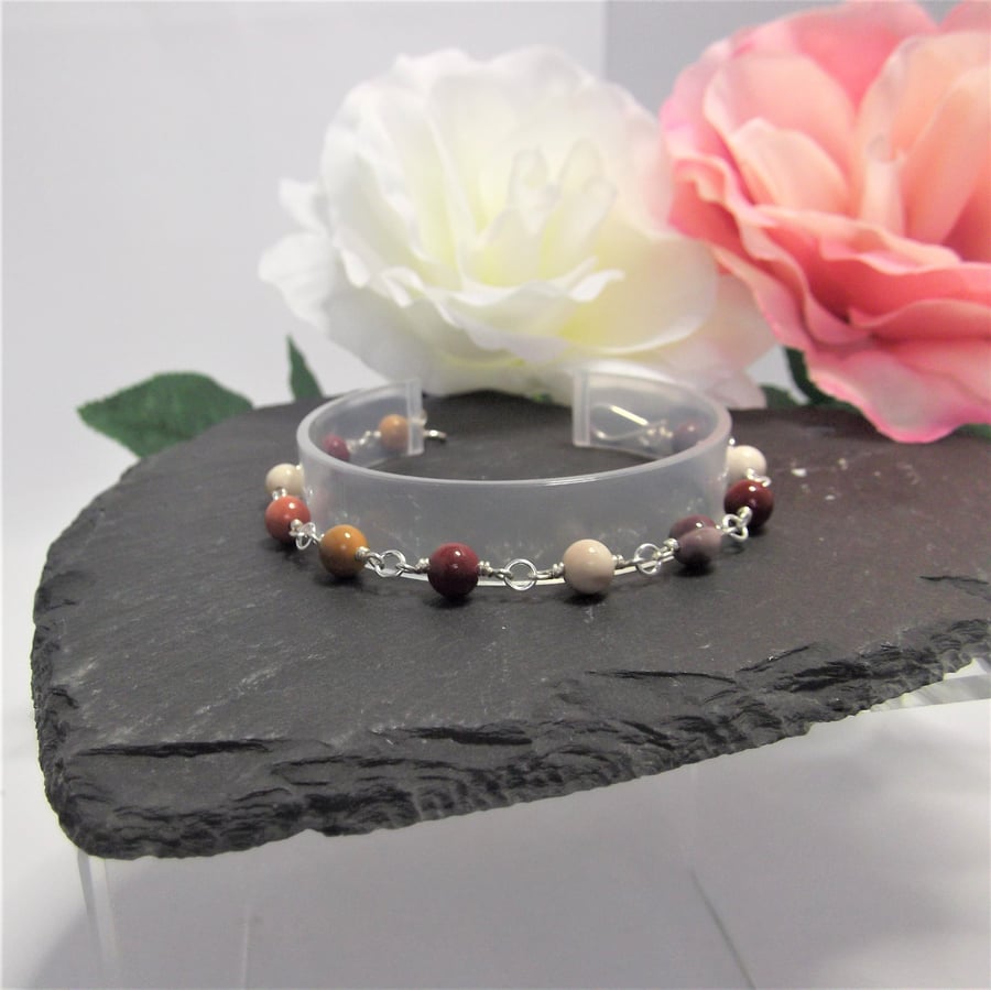 Mookite jasper gemstone delicate bracelet base chakra earth tones ancestors