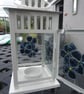 Small Fused Glass Aster Flower White Metal Lantern - Image 2