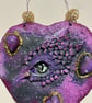 Purple dragon eye heart wall hanging handmade fantasy gothic sculpture 19x36cm - Image 2
