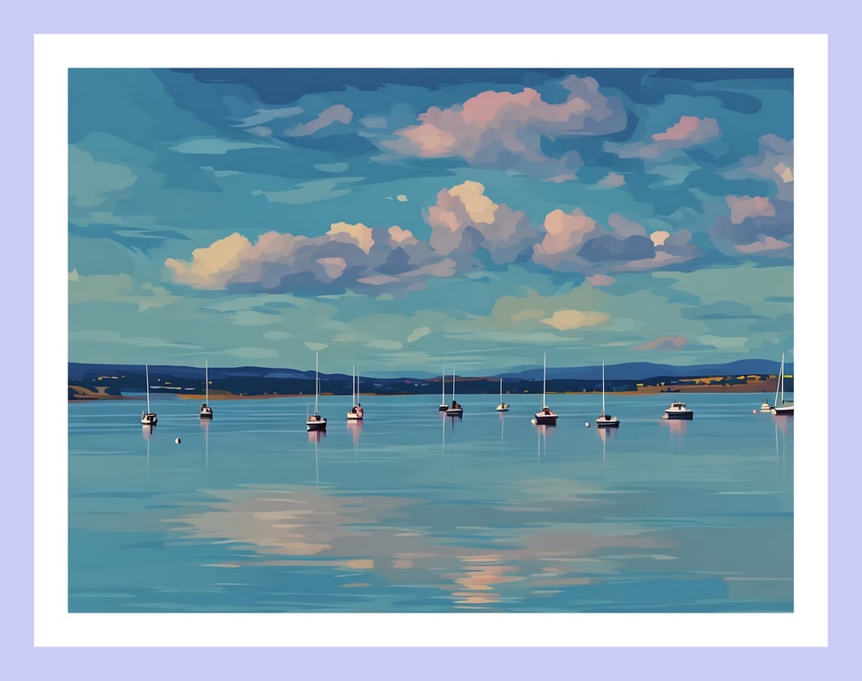 Boats At Sea East Scotland Greeting Card A5 Size 