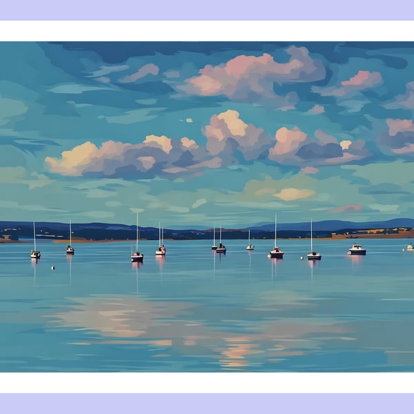 Boats At Sea East Scotland Greeting Card A5 Size 