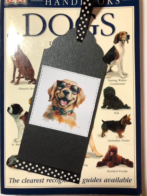 Golden Retriever Bookmark: Handmade Gift with Ribbon, Personalisation Optional