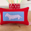 Dachshund Dog Red Lavender Cushion