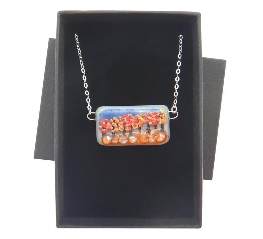 Handmade Fused Glass 'Autumn Tree' Pendant