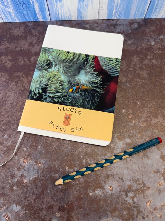 Notebook, Marine themed, A5 (ish), made from up-cycled and recycled materials.