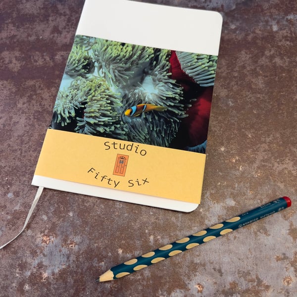 Notebook, Marine themed, A5 (ish), made from up-cycled and recycled materials.