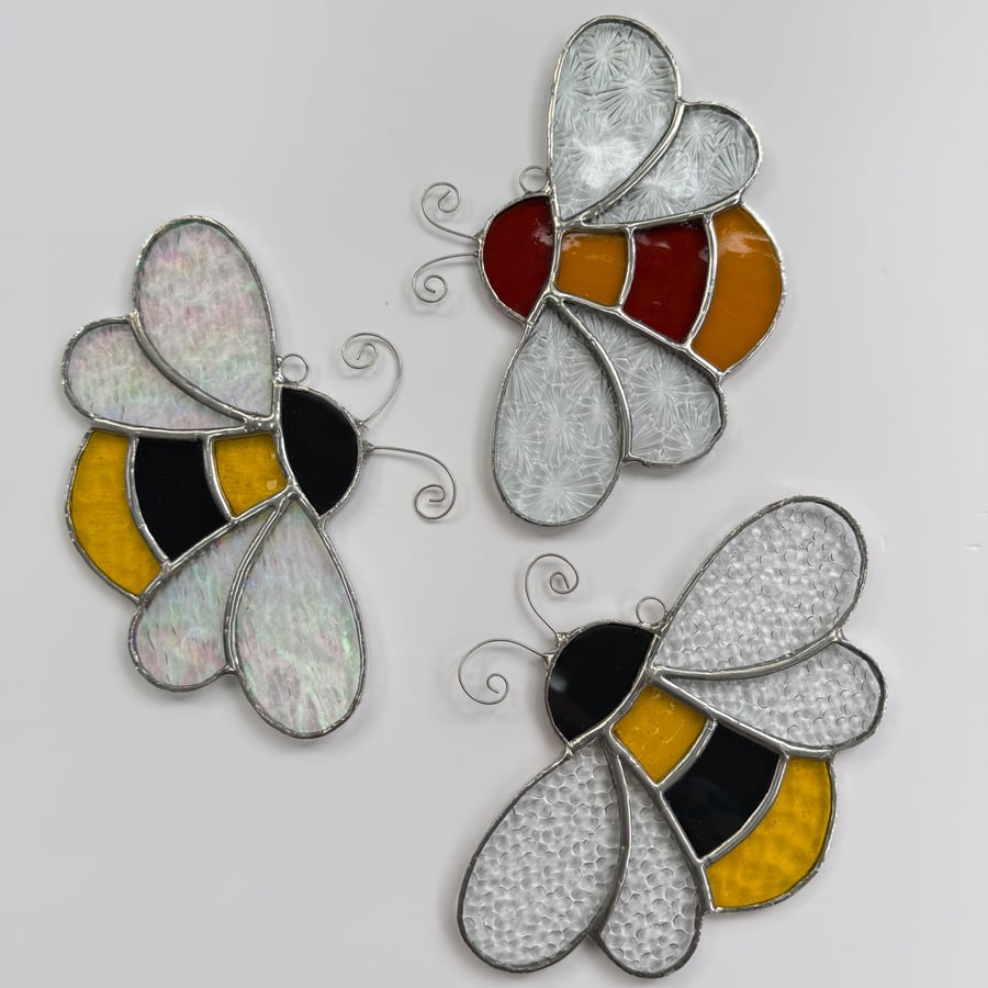 Stained Glass Bee Suncatcher  - Handmade Hanging Decoration 
