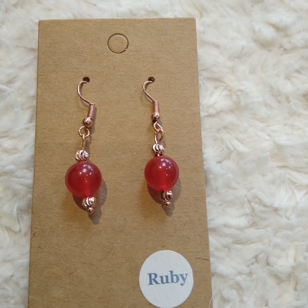 ChrissieCraft hand-made genuine RUBY rose-gold EARRINGS