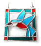 Sold 261016 t Kingfisher Framed Stained Glass Suncatcher Tile  - Image 8