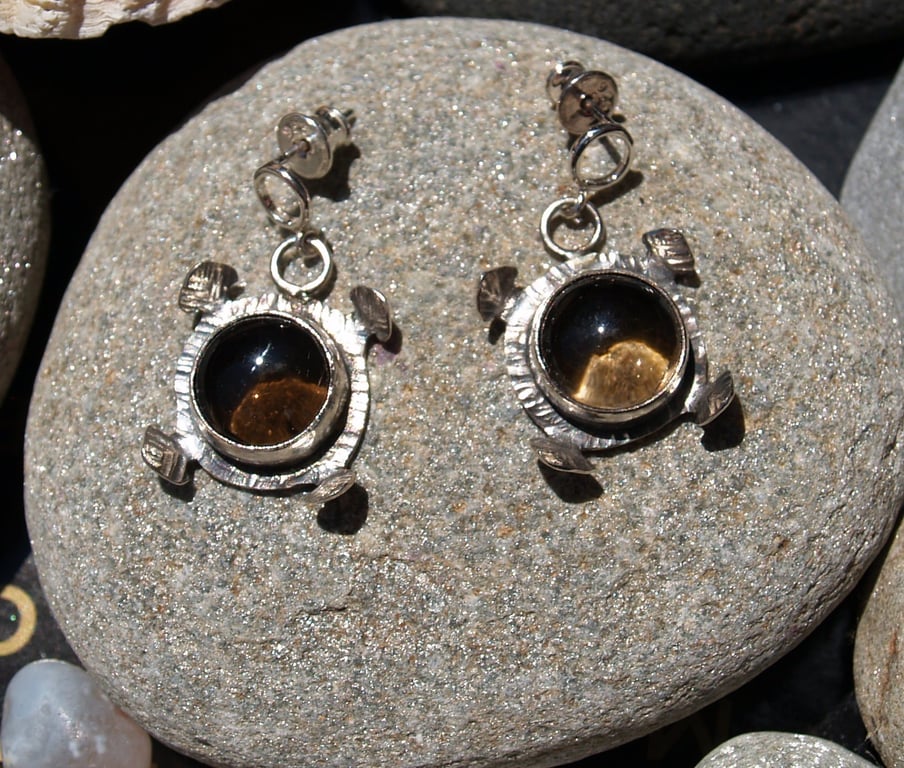 Sterling silver and smoky quartz earings