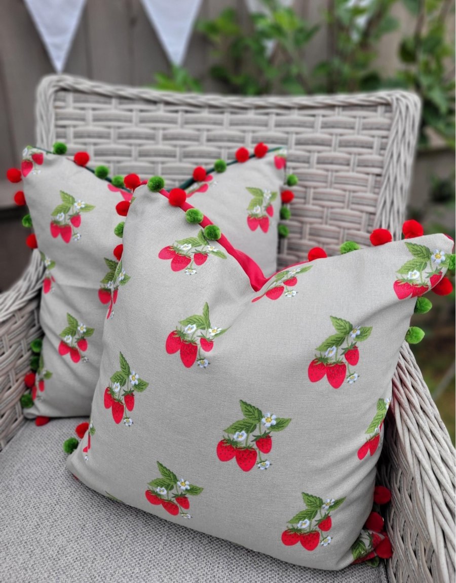 Sophie Allport Strawberry Cushion Cover