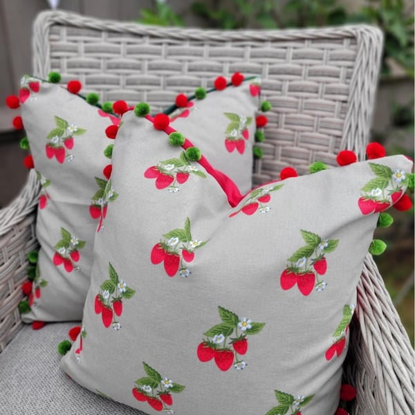 Sophie Allport Strawberry Cushion Cover
