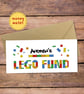 LEGO Bricks Fund Money Wallet Card - cash gift envelope