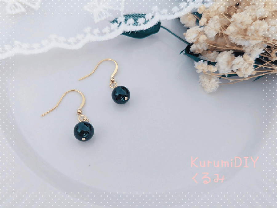 14K Gold Filled, Black agate earrings