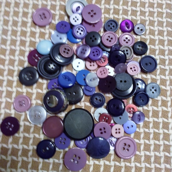 Assorted Blue and Purple Buttons