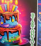 Neon Effect Birthday Card - Birthday Cake - Image 8