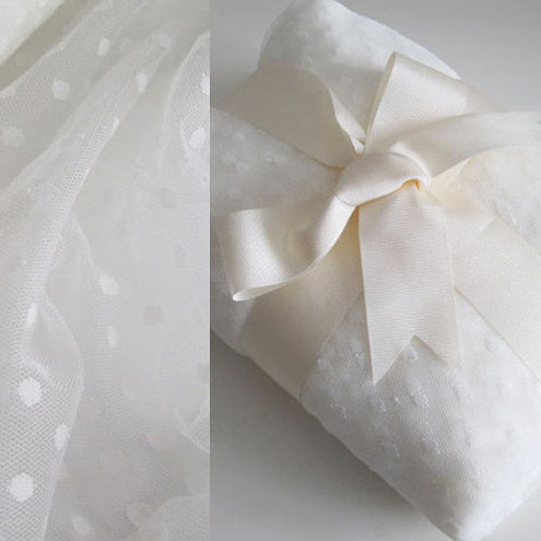 RESERVED - 8M Ivory Spot Tulle Fabric