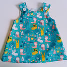 Summer dress, 6-12 months dress, A Line dress, pinafore dress, woodland creature