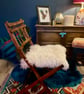 Vintage Folding Campaign Chair Fluffy Mongolian Faux Fur Teddy or Dolls Chair - Image 1