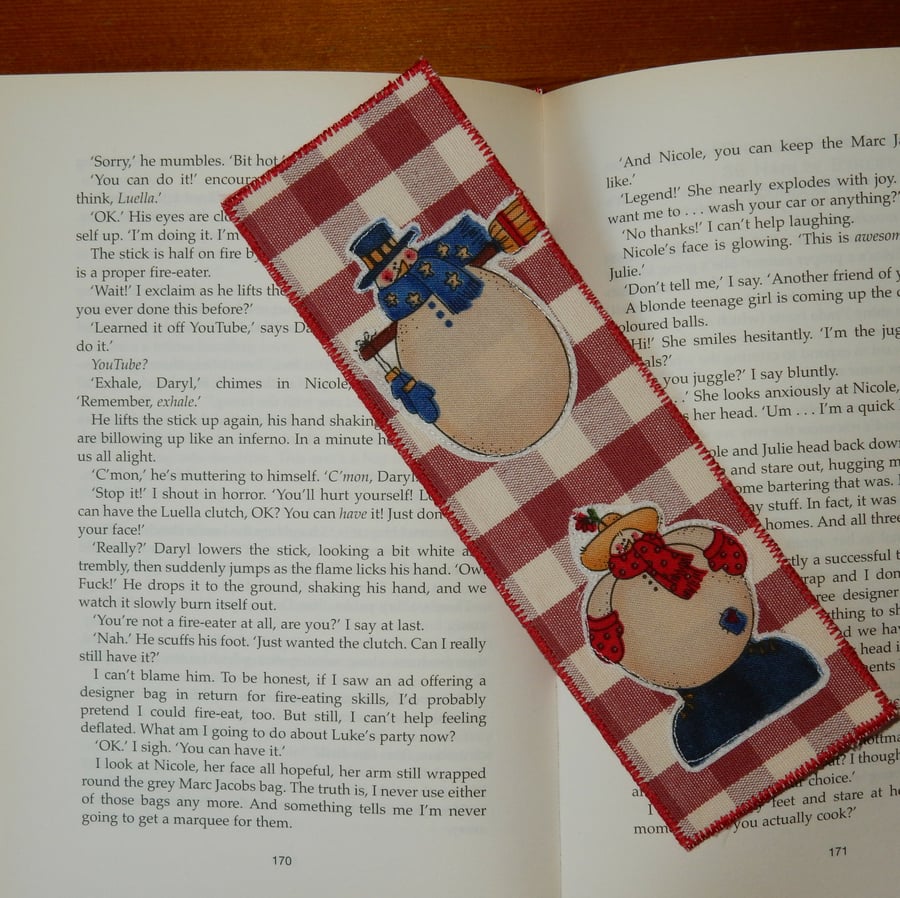 Christmas bookmark snowmen