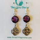 Celtic Knot tartan long dangly earrings, handmade in Scotland