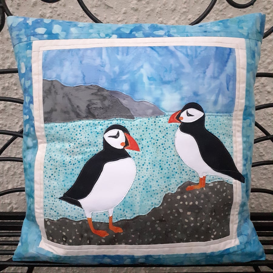 Puffin Pattern Cushion 