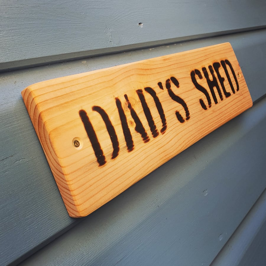 'Dads Shed' Sign In Scorched and Reclaimed Wood