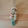 Green Jasper Crystal and Polymer Clay Woodland Mushroom Amulet Pendant