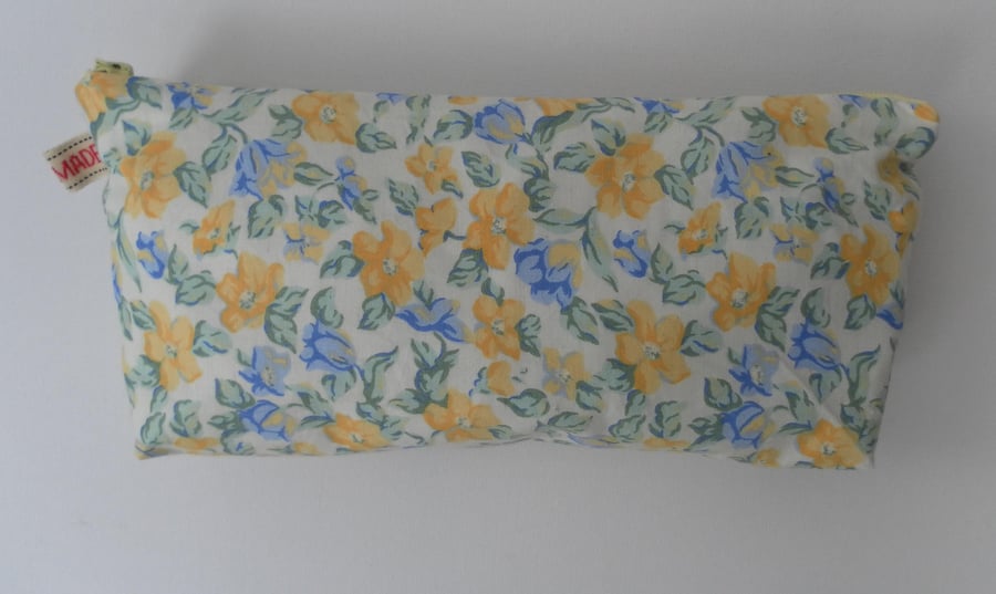 Floral Make Up Bag, Yellow and Blue Flowers