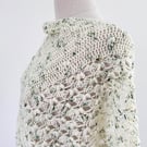 Snowdrops, an Asymetrical Crochet Shawl in Merino Wool