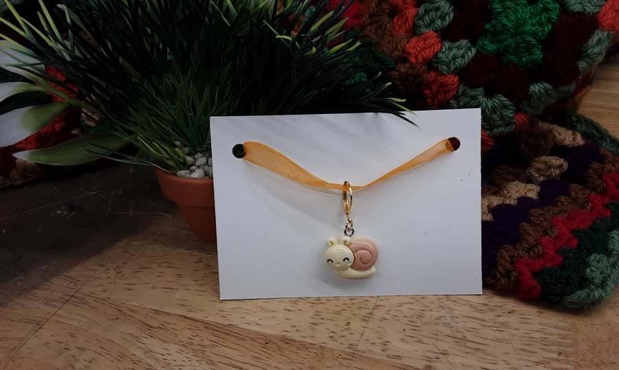Cutest snail stitch marker for crochet or knitting