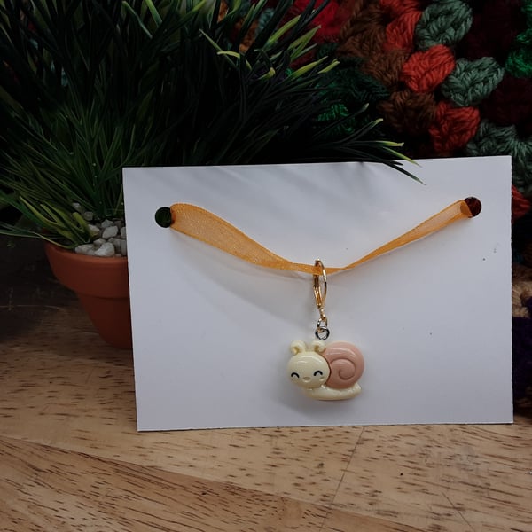 Cutest snail stitch marker for crochet or knitting